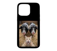 Carcasa para iPhone 15 Pro MAX Funny Cat Selfie with Pigs Design - Cute Animal Pig Lovers