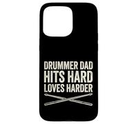 Carcasa para iPhone 15 Pro MAX Funny Dad Vintage Papa Rock Metal Tambores Hits Music Gift