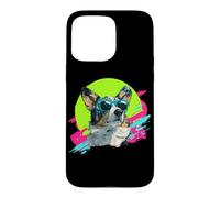 Carcasa para iPhone 15 Pro MAX Funny Retro Vintage 80s 90s Cardigan Blue Merle Corgi Lover