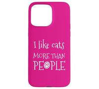 Carcasa para iPhone 15 Pro MAX Gatito sarcástico Retro Divertido con Texto en inglés I Like Cats More Than People