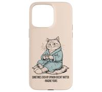 Carcasa para iPhone 15 Pro MAX Gato En Albornoz Imagina Que Tu Opinión No Importa