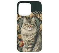 Carcasa para iPhone 15 Pro MAX Gato Maine Coon Vintage Estilo William Morris