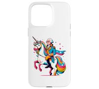 Carcasa para iPhone 15 Pro MAX George Washington Riding A Unicorn Rainbow Colorido Gráfico