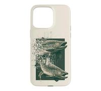 Carcasa para iPhone 15 Pro MAX Glitch Trucha Pesca Gráfico Retro Digital Fish Design
