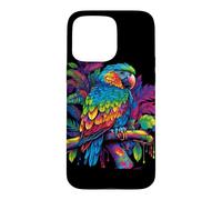 Carcasa para iPhone 15 Pro MAX Gráfico de aerógrafo Retro Colorido Loro pájaro Tropical