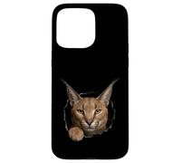 Carcasa para iPhone 15 Pro MAX Gráfico de Animal Caracal Wild Cat Breaking Through Torn Hole