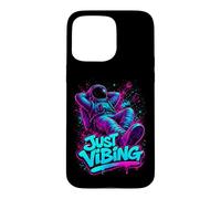 Carcasa para iPhone 15 Pro MAX Gráfico de Astronauta Morado y Verde Azulado Just Vibing para Hombre