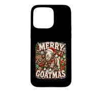 Carcasa para iPhone 15 Pro MAX Gráfico navideño Retro de Farm Goat Merry Goatmas