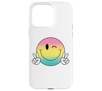 Carcasa para iPhone 15 Pro MAX Guiñando Sonrisa Cara Peace Camisa Lindo Guiño Feliz Cara Sonriente
