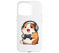 Carcasa para iPhone 15 Pro MAX Guinea Pig Playing Video Game Rodents Gamers