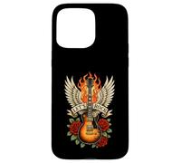 Carcasa para iPhone 15 Pro MAX Guitarra Let's Rock Wings, diseño de Guitarra Vintage, Banda de Rock
