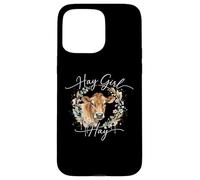 Carcasa para iPhone 15 Pro MAX Hay Girl Hay Cow Lover Watercolor Floral Wreath