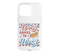 Carcasa para iPhone 15 Pro MAX Hotdog Wurst llega a lo Peor Divertido Perrito Caliente del 4 de Julio
