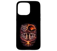Carcasa para iPhone 15 Pro MAX Howling Raccoon 3, Luna roja, Eclipse, Cielo Nocturno, Vintage