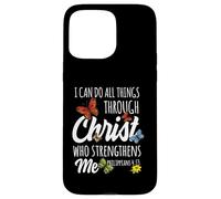 Carcasa para iPhone 15 Pro MAX I Can Do All Things Through Christ Buttefly Art Religious
