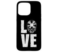 Carcasa para iPhone 15 Pro MAX I Love Vinyl Old School Coleccionista de Discos de Calavera gótica