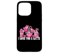 Carcasa para iPhone 15 Pro MAX I Love You A Latte Pink Buffalo Plaid Decor Valentines GNOME