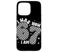 Carcasa para iPhone 15 Pro MAX I Was 6 Now I Am 7 Groovy Retro Checkered 7th Birthday Party