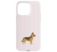 Carcasa para iPhone 15 Pro MAX Ilustración Pastor Alemán Diseño Estético Rayas Rosa