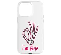 Carcasa para iPhone 15 Pro MAX I'm Fine Funny Skeleton Hand Thumbs Up Hand Sign Humor Oscuro