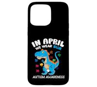 Carcasa para iPhone 15 Pro MAX In April We Wear Blue Autism Awareness Month Dinosaur T-Rex