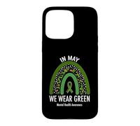 Carcasa para iPhone 15 Pro MAX In May We Wear Green Mental Health Awareness Leopard Print