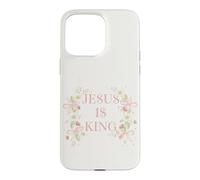 Carcasa para iPhone 15 Pro MAX Jesus Is King Christian Faith Floral Daisy Fresa
