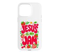 Carcasa para iPhone 15 Pro MAX Jesus is My Jam Cute Christian Strawberry Faith