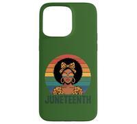 Carcasa para iPhone 15 Pro MAX Juneteenth 1865 Mujeres Afro Leopard Melanina Libertad