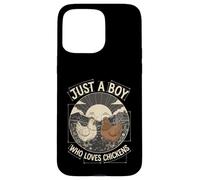 Carcasa para iPhone 15 Pro MAX Just A Boy Who Loves Chickens Retro Farm Blueprint Livestock