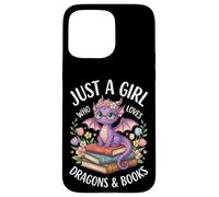Carcasa para iPhone 15 Pro MAX Just A Girl Who Loves Dragons and Books Lector De Fantasía