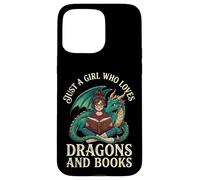 Carcasa para iPhone 15 Pro MAX Just A Girl Who Loves Dragons and Books Lector De Fantasía