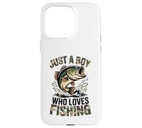 Carcasa para iPhone 15 Pro MAX Juventud Pesca Camo Bass Fish Just Boy Who Love Fishing Funny