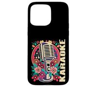Carcasa para iPhone 15 Pro MAX Karaoke Musica Bar Cantante Flores Micrófono Karaoke