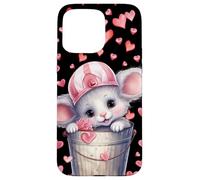 Carcasa para iPhone 15 Pro MAX Kawaii Mouse In Valentines Basket For Girls Cute Heart