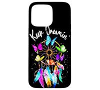 Carcasa para iPhone 15 Pro MAX Keep On Dreamin - Atrapasueños con Plumas de Mariposas Coloridas