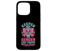 Carcasa para iPhone 15 Pro MAX Keeper of The Gender Reveal Free Throws or Pink Bows Party