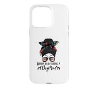 Carcasa para iPhone 15 Pro MAX Kinda Busy Being A Dog Mom Pharaoh Hound Funny Messy Bun