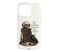 Carcasa para iPhone 15 Pro MAX La policía gramática está de Vuelta Skull Books Profesor de inglés