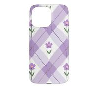 Carcasa para iPhone 15 Pro MAX Lavanda Púrpura Argyle Flores Floral Floral