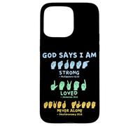 Carcasa para iPhone 15 Pro MAX Lenguaje de señas Americano Manos Verso de la Biblia Cristianismo