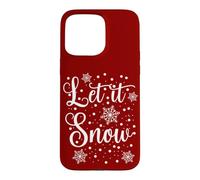Carcasa para iPhone 15 Pro MAX Let It Snow Copos de Nieve Letras Invierno Diseño Blanco