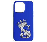 Carcasa para iPhone 15 Pro MAX Letra S Inicial + Corona Azul Real