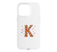 Carcasa para iPhone 15 Pro MAX Letter K Candy Rainbow Sprinkles Monogram Men, Women, Kids