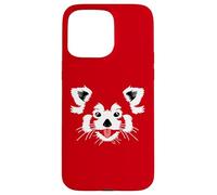 Carcasa para iPhone 15 Pro MAX Linda Cara de Panda Rojo en un Rojo