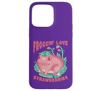 Carcasa para iPhone 15 Pro MAX Linda Rana Froggin' Amor Fresas Dibujos Animados