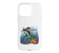 Carcasa para iPhone 15 Pro MAX Linda Tortuga Marina Bruja Halloween bajo el Agua