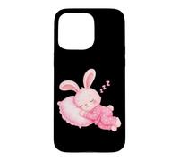 Carcasa para iPhone 15 Pro MAX Lindo Conejo Rosa en Pijamas durmiendo Dulces sueños niños Duermen