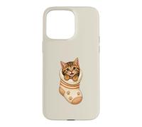 Carcasa para iPhone 15 Pro MAX Lindo Gatito atigrado en Acogedor calcetín Gato mamá Cutecore Kawaii