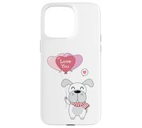 Carcasa para iPhone 15 Pro MAX Lindo Perro con un Globo de corazón Te Amo